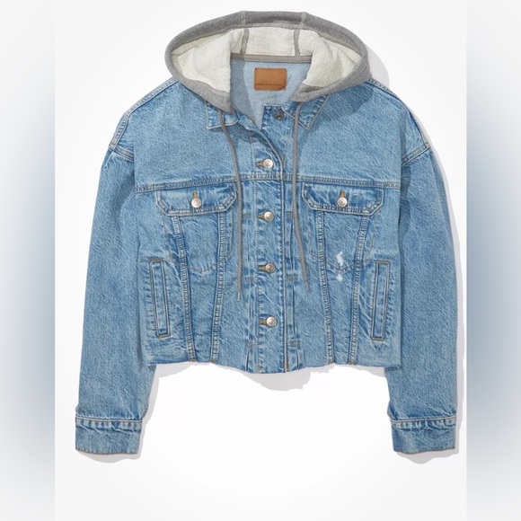 American Eagle Outfitters Jackets & Blazers - AE Cropped Hooded Denim Jacket